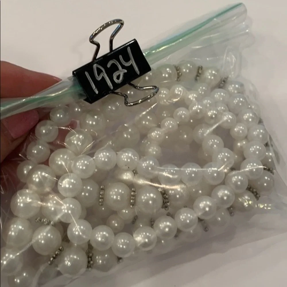 Triple strand silver bead detail retro statement